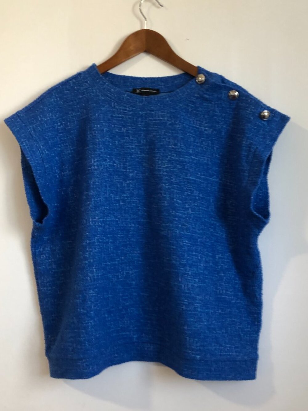 Inc International Concepts Royal Blue Tweed Shoulder Button-accent Top Size XXL
